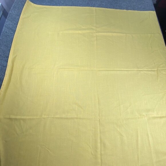 VTG Tablecloth Yellow 56x53 Heavy Woven‎ Cotton Linen Easter Holiday farmhouse - Picture 2 of 6
